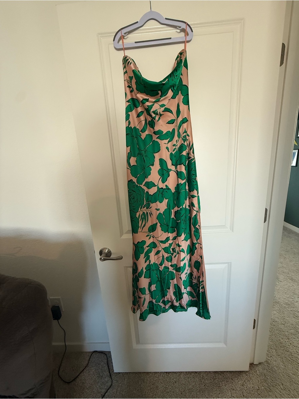 Dress Forum Strapless Pink Maxi Dress with Green Floral Print NWT - Picture 5 of 7